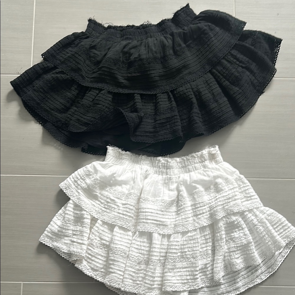Elegant Black and White Layered Skirt Set